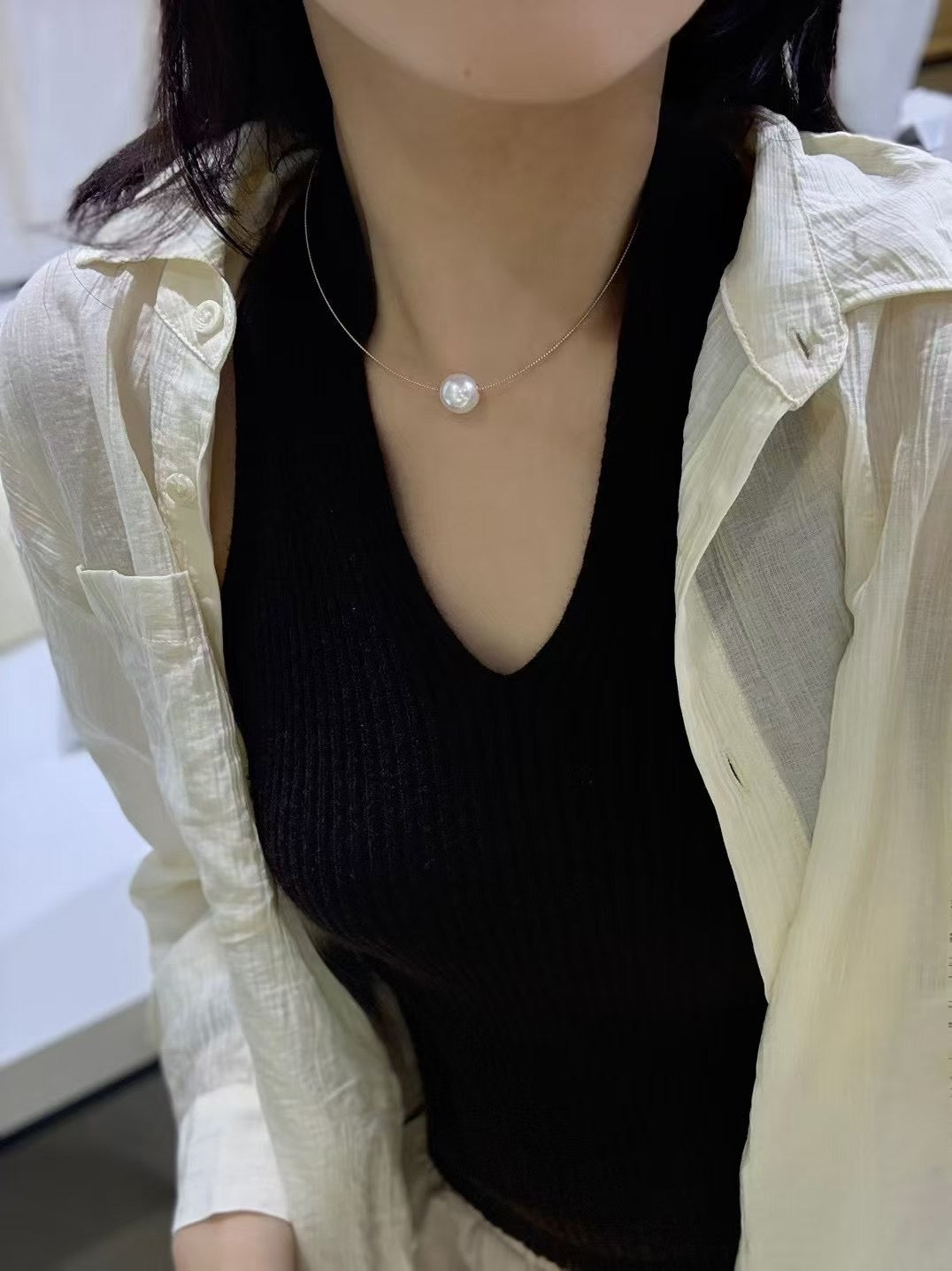 South Sea Australian white pearl choker with high luster pearls