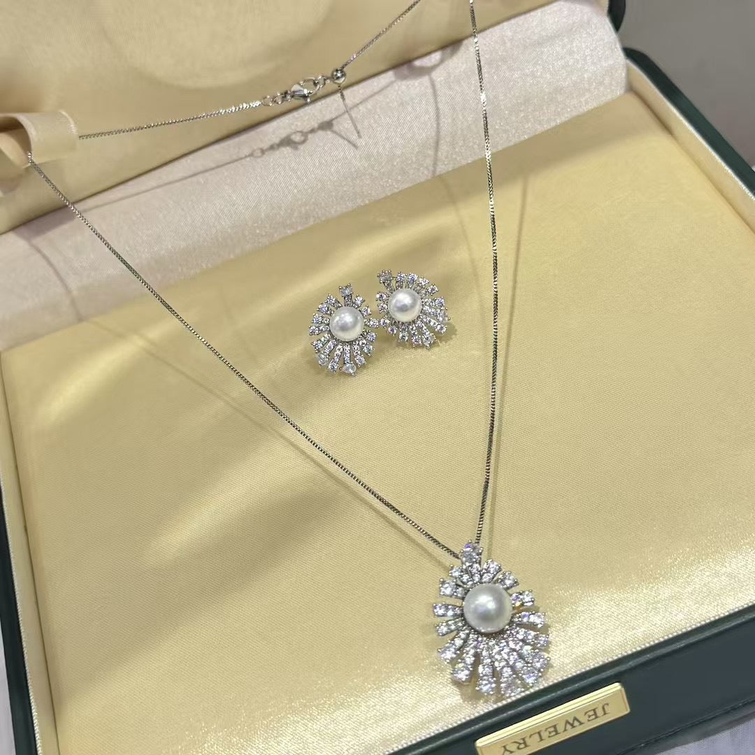 Fireworks-inspired pearl brooch pendant set with zircon and freshwater pearl