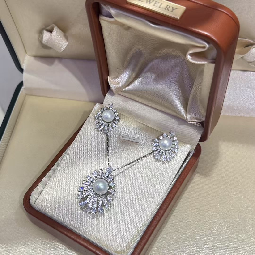 Fireworks-inspired pearl brooch pendant set with zircon and freshwater pearl