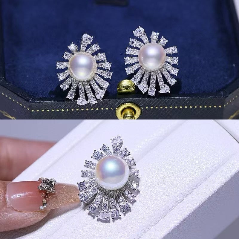 Fireworks-inspired pearl brooch pendant set with zircon and freshwater pearl