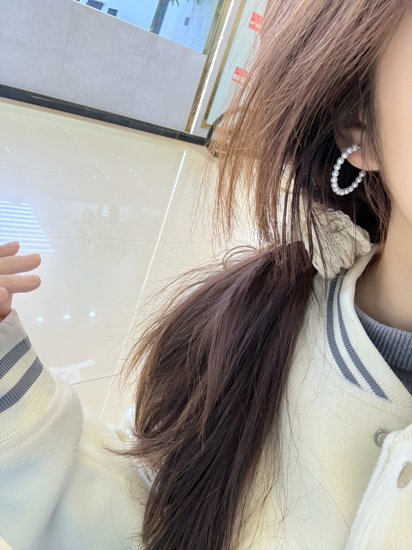 14k gold hoop earrings with delicate freshwater baby pearls