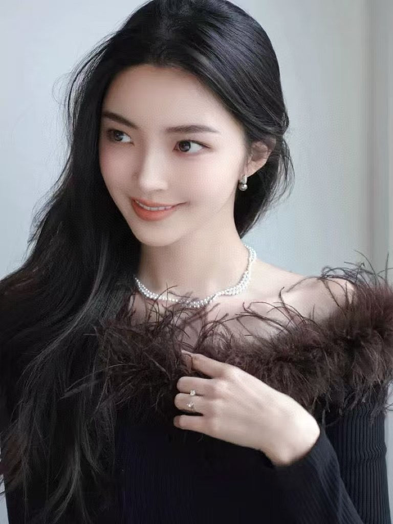 Floral wave design pearl necklace handcrafted with 3–5mm high-quality freshwater pearls, elegant artisan jewelry piece