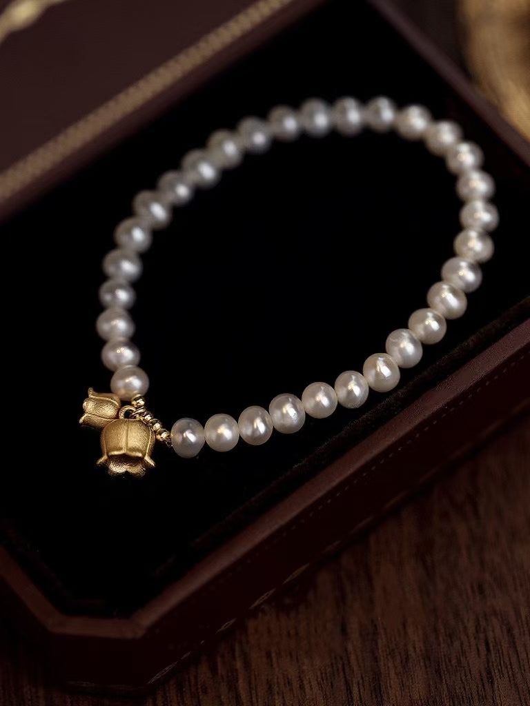 Lily of the Valley Pearl Bracelet – Eternal Bloom of Happiness