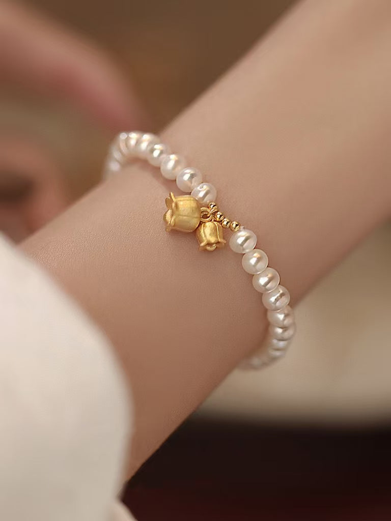Lily of the Valley Pearl Bracelet – Eternal Bloom of Happiness