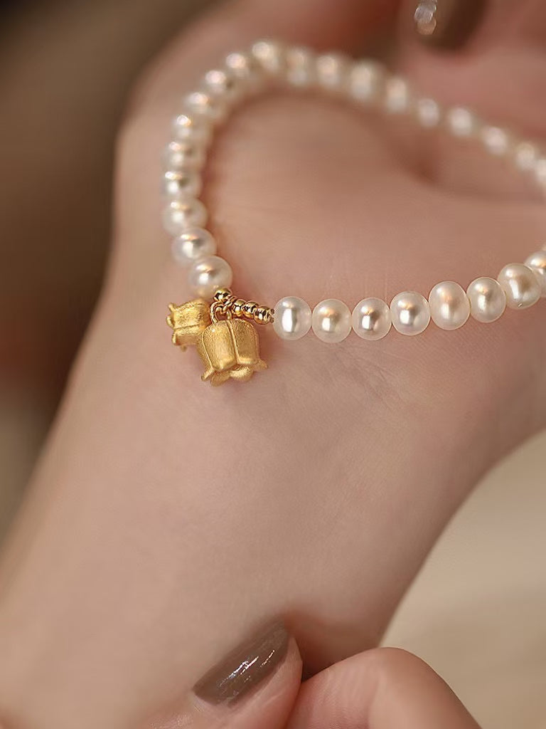 Lily of the Valley Pearl Bracelet – Eternal Bloom of Happiness