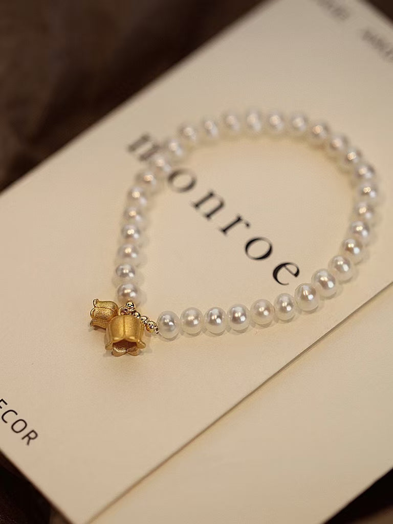 Lily of the Valley Pearl Bracelet – Eternal Bloom of Happiness
