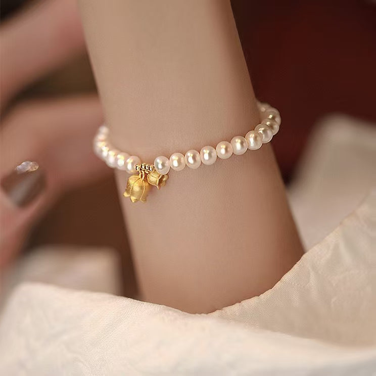 Lily of the Valley Pearl Bracelet – Eternal Bloom of Happiness