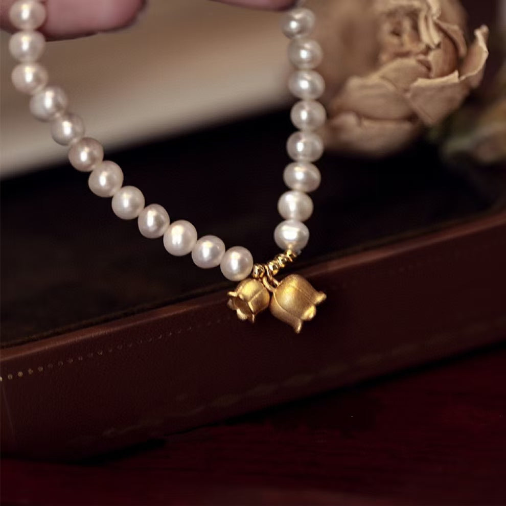 Lily of the Valley Pearl Bracelet – Eternal Bloom of Happiness