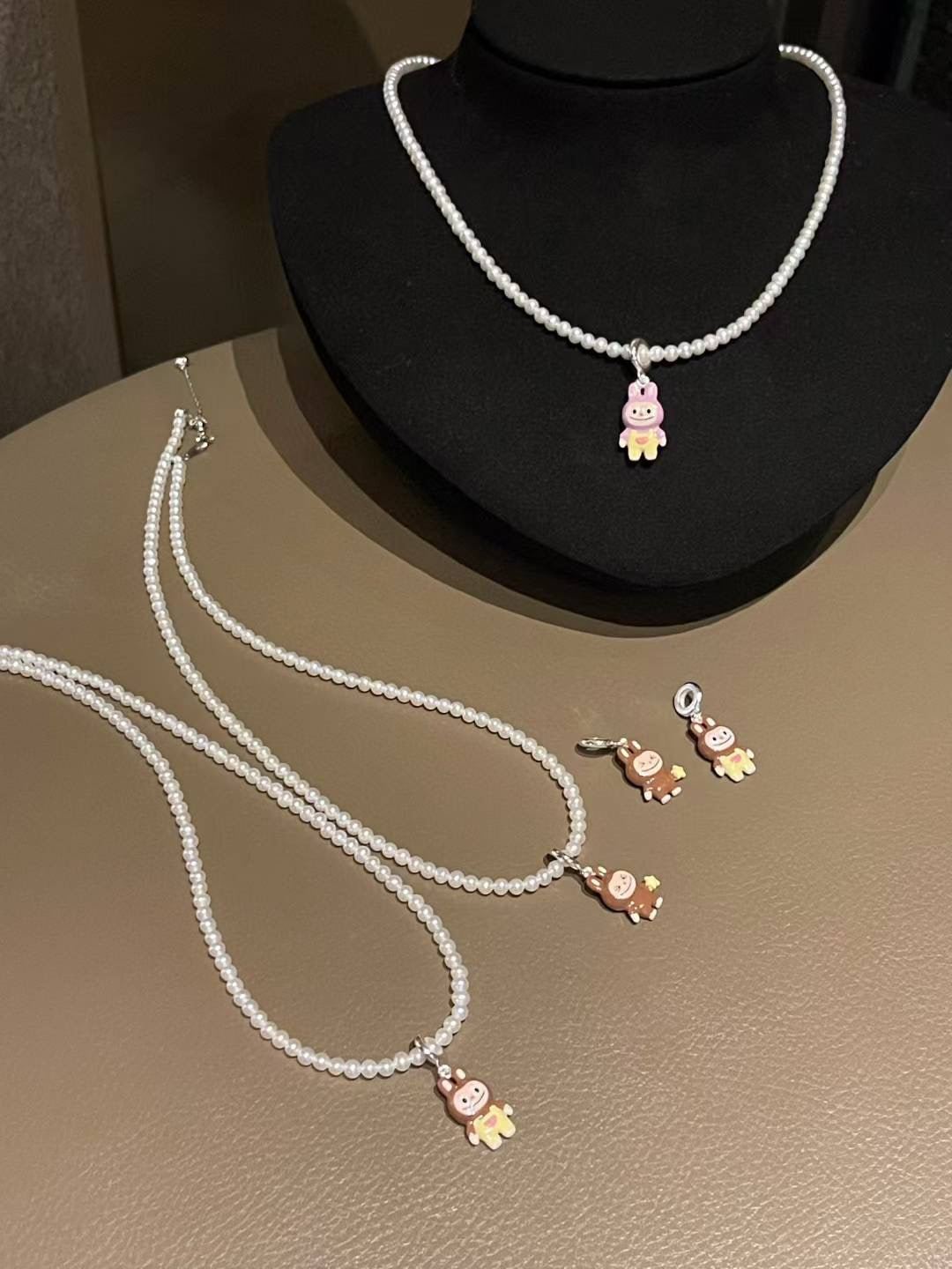 Close-up of pastel dopamine beads and baby pearls