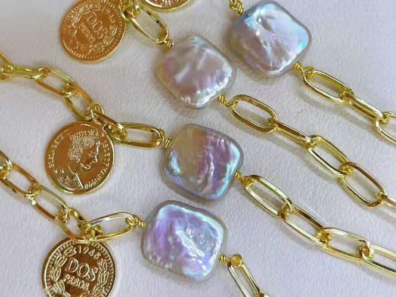 Close-up of natural square baroque pearl texture