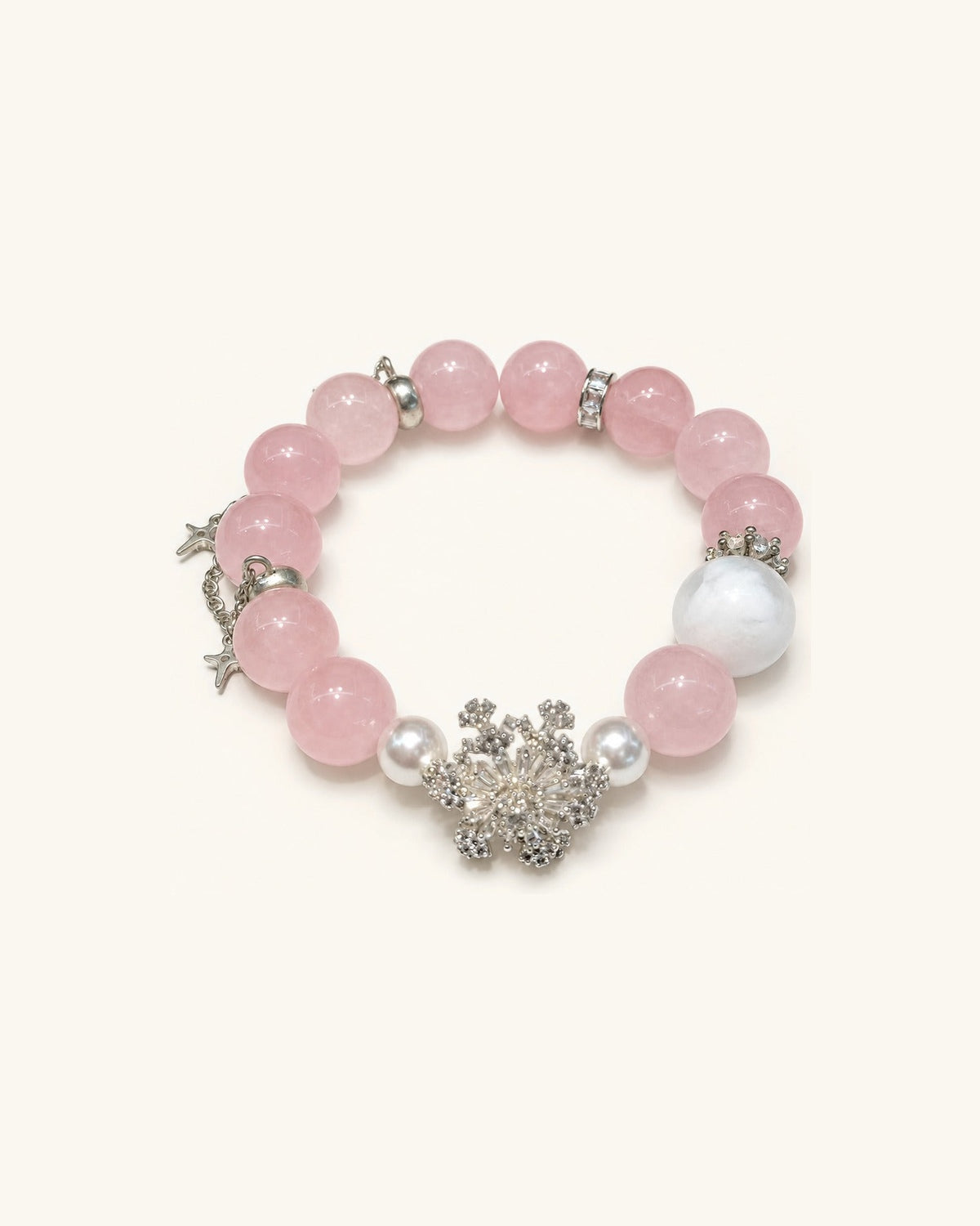 Blossom Brooch – Rose Quartz & Moonstone Bracelet
