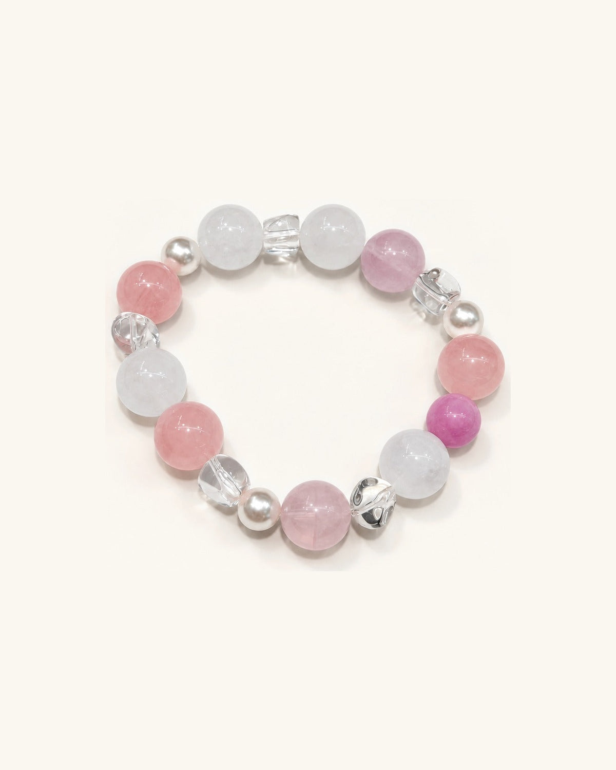 Petal Medley – Rose Quartz & Clear Quartz Bracelet
