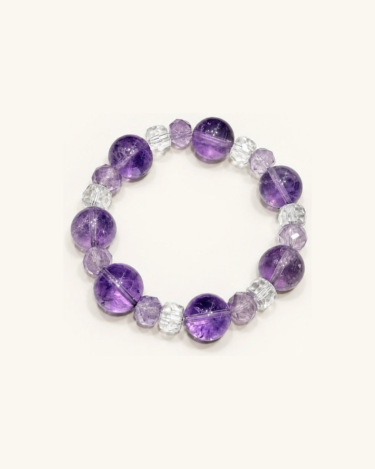 Violet Facet – Amethyst & Clear Quartz Bracelet