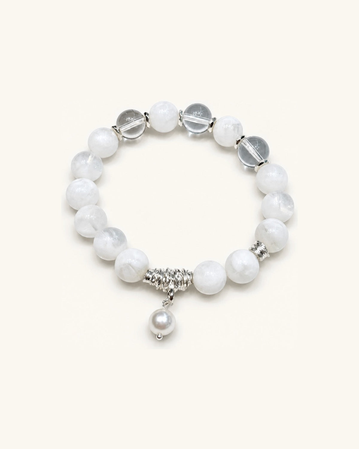 Moon Pearl – Moonstone & Clear Quartz Bracelet