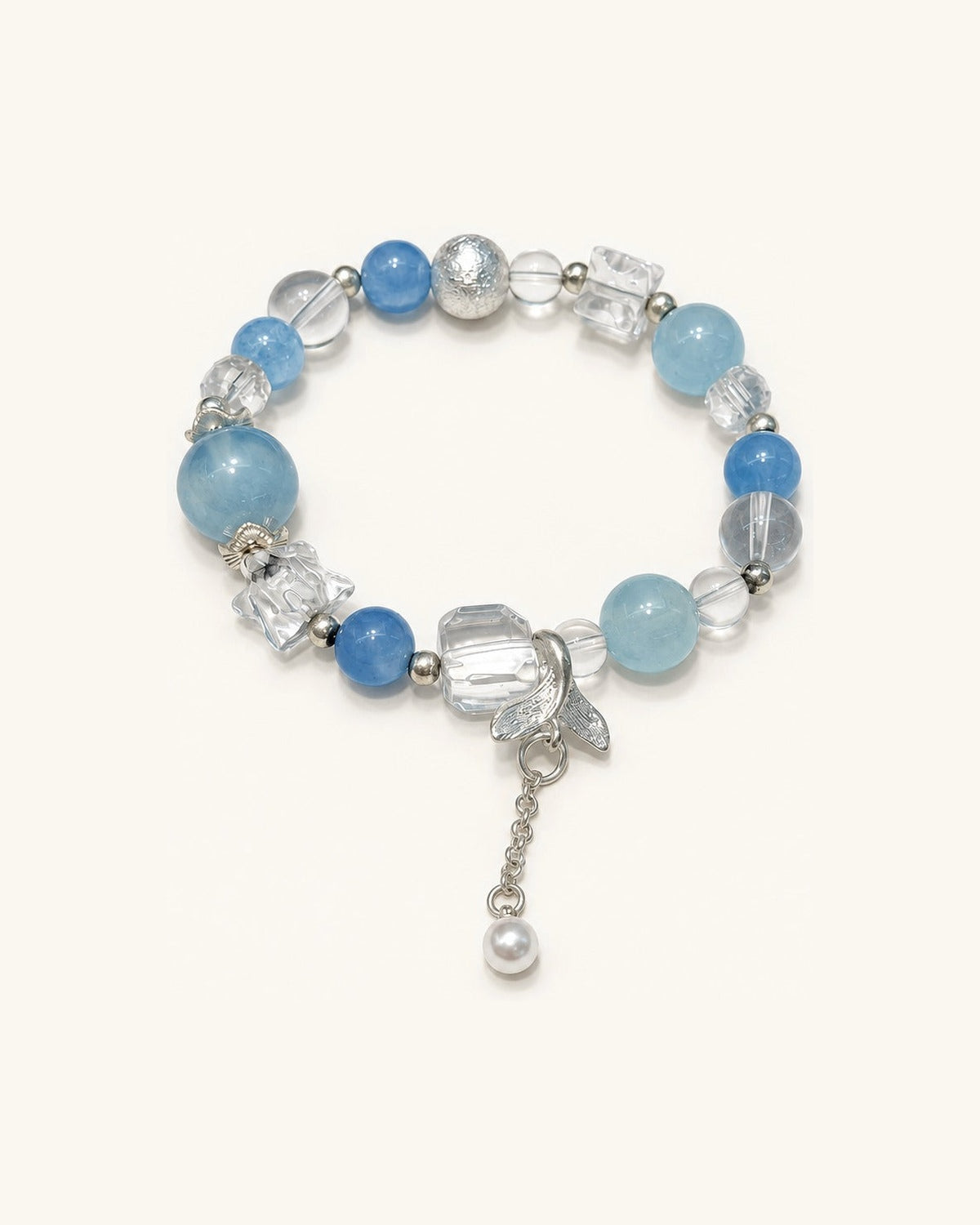 Ocean Tail – Aquamarine & Clear Quartz Bracelet