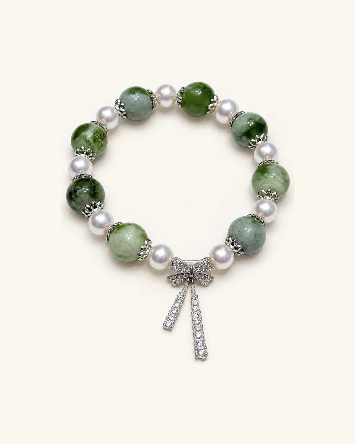 Garden Ribbon – Green Stone Bracelet