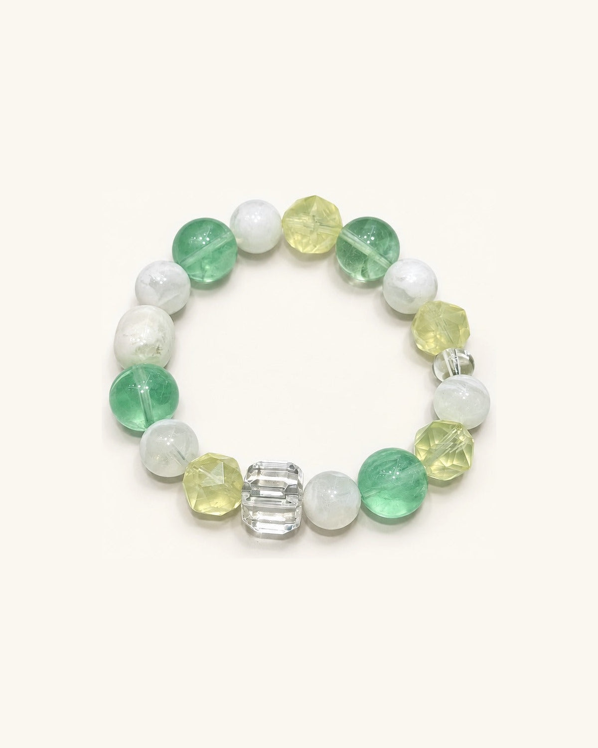 Mint Prism – Fluorite & Clear Quartz Bracelet