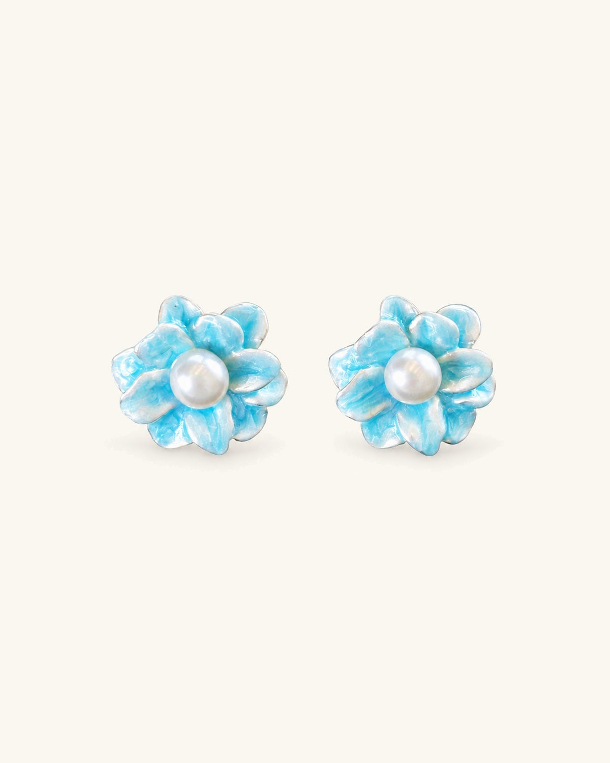 Glacier Bloom – Ice Blue Pearl Studs