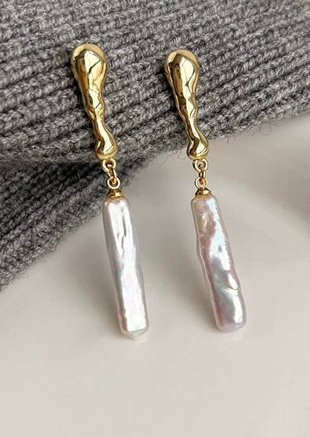 Long Baroque Pearl Drop Earrings – French-Inspired Elegance — additional view
