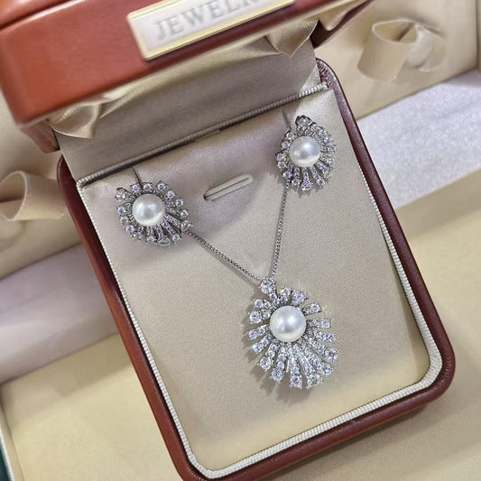Fireworks-inspired pearl brooch pendant set with zircon and freshwater pearl