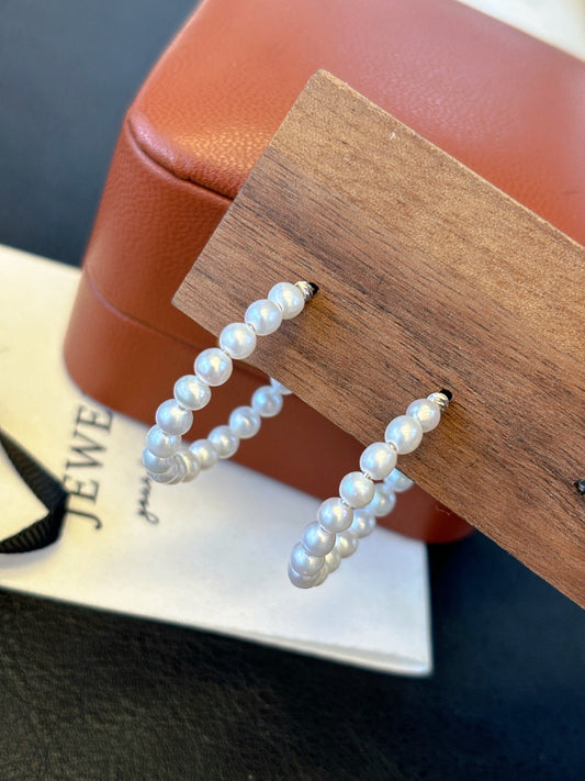 14k gold hoop earrings with delicate freshwater baby pearls