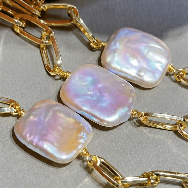 Macro product detail of Baroque Block Pearl Bracelet – Summer INS Style Essential