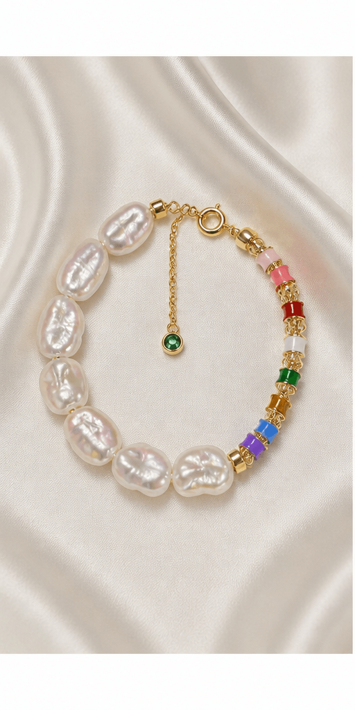 Elysian Pearl Rainbow Baroque Pearl Bracelet in a product-only ivory studio setting