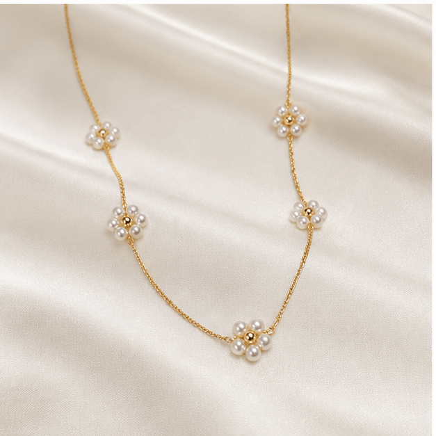 Elysian Pearl Pearl Blossom Jewellery in a product-only pearl-grey still life