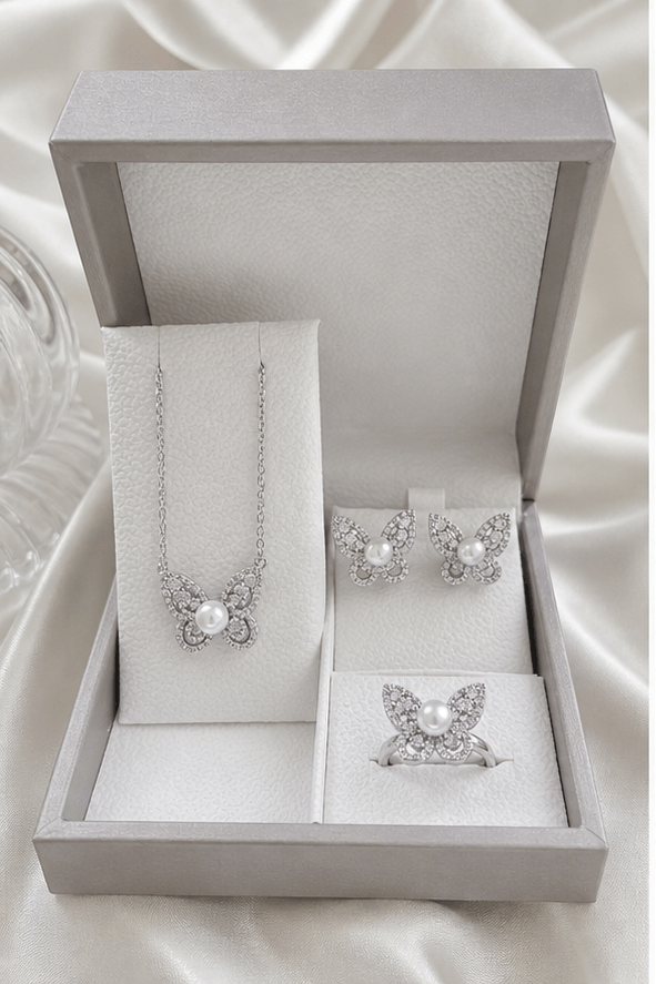 Elysian Pearl Butterfly Pearl Gift Set in a product-only ivory studio setting