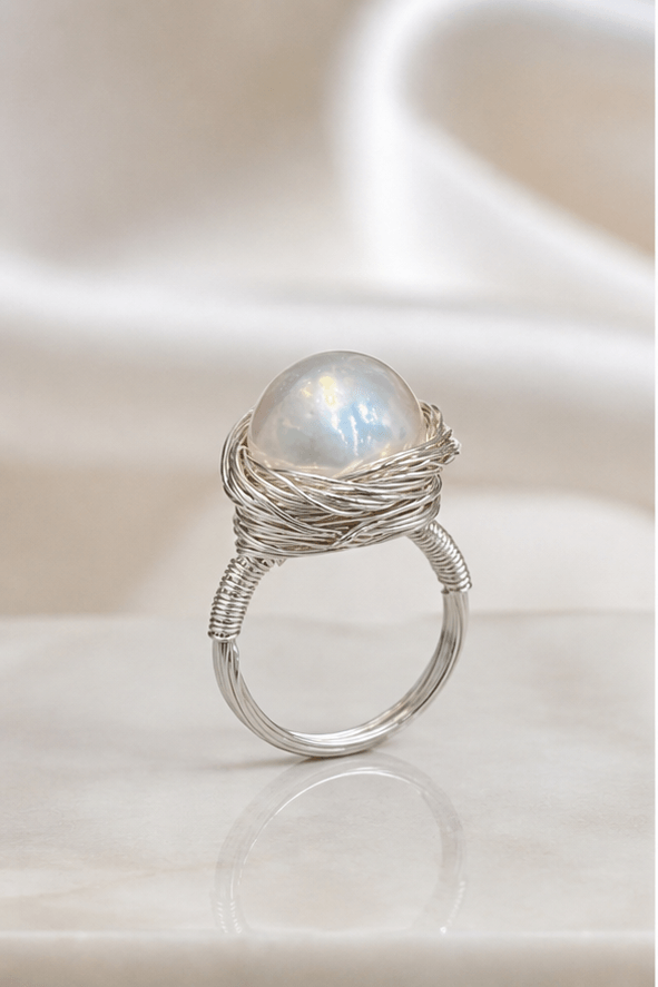 Elysian Pearl Bird Nest Pearl Ring in a product-only ivory studio setting