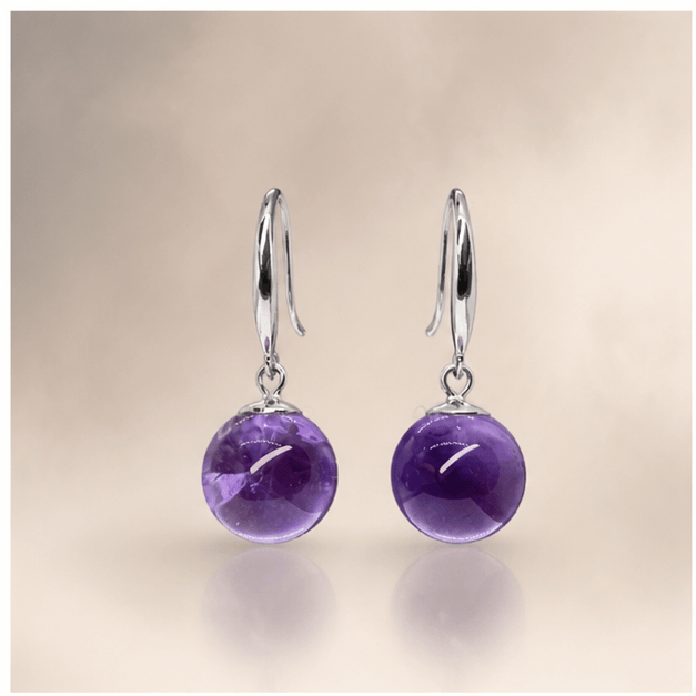 Luna Veil Dusk Reflection Amethyst Earrings studio product view