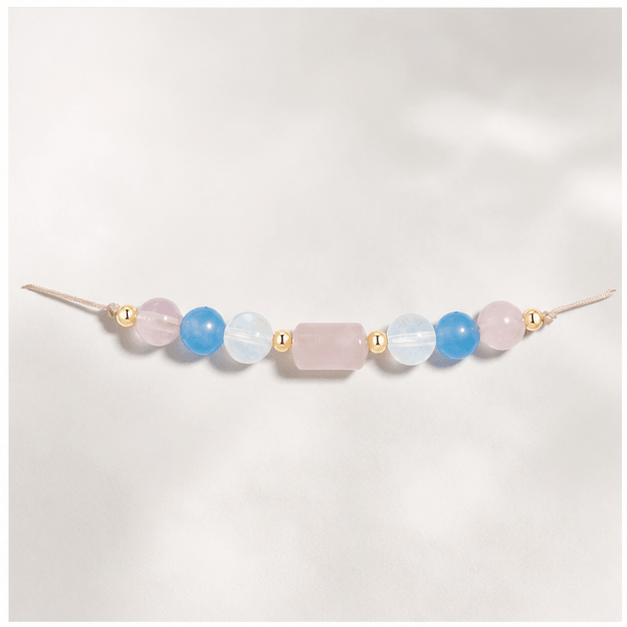 Luna Veil Heart Quiet Rose Quartz Bracelet studio product view