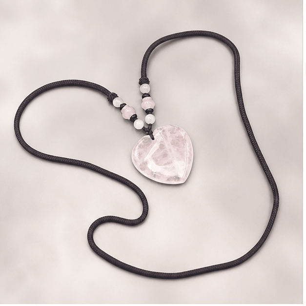 Luna Veil Gentle Standard Rose Quartz Necklace studio product view