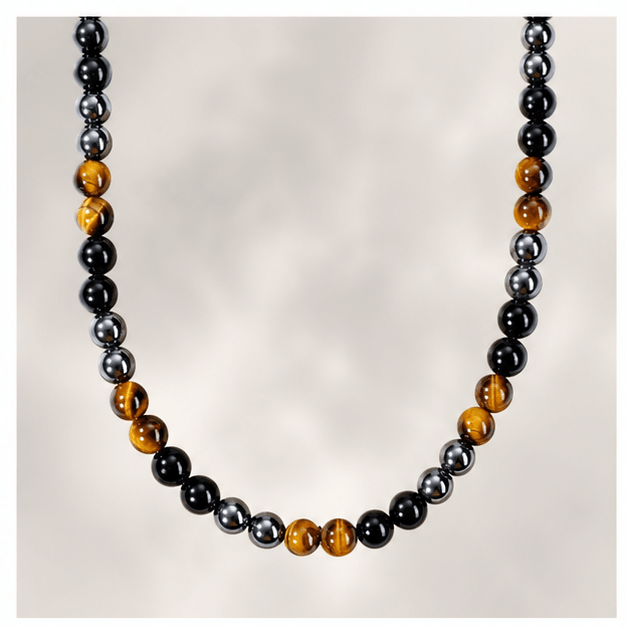 Luna Veil Brave Centre Tiger's Eye Necklace studio product view
