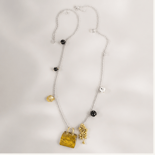Luna Veil Amber Strength Tiger's Eye Necklace studio product view