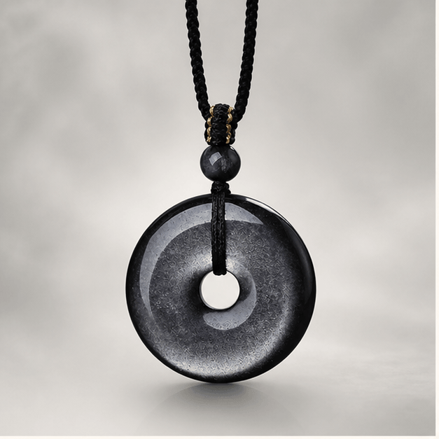 Luna Veil Night Anchor Obsidian Necklace studio product view