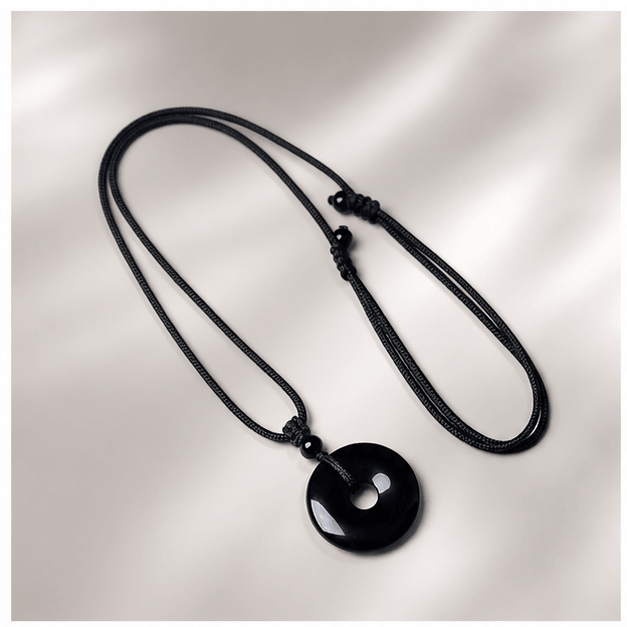 Luna Veil Silent Strength Obsidian Pendant studio product view