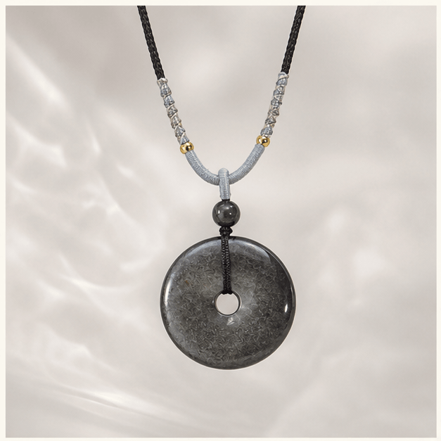 Luna Veil Calm Defence Obsidian Necklace studio product view