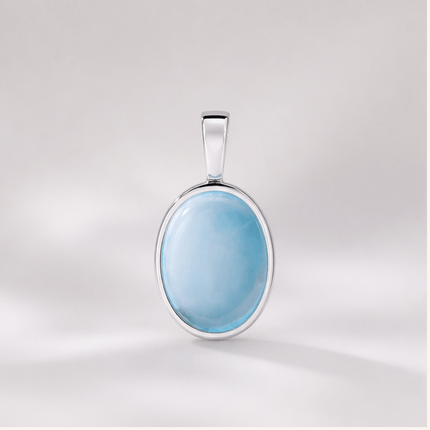 Luna Veil Calm Voice Aquamarine Pendant studio product view