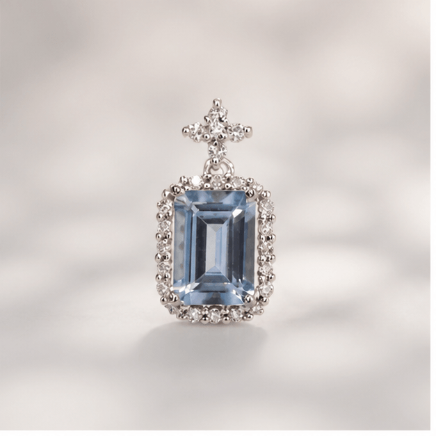 Luna Veil Blue Exhale Aquamarine Pendant studio product view