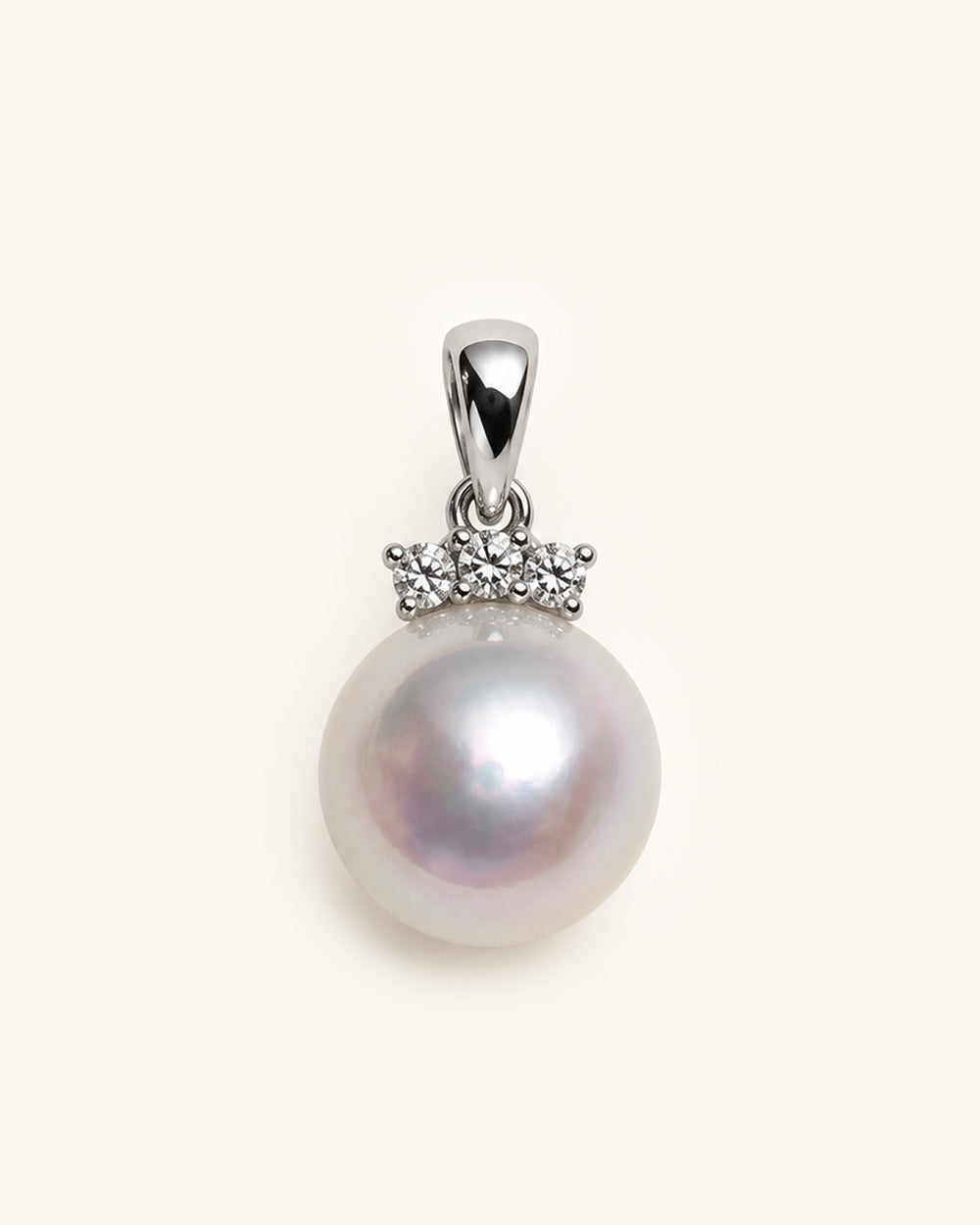 8.8mm Akoya Pearl Pendant with Three Stones