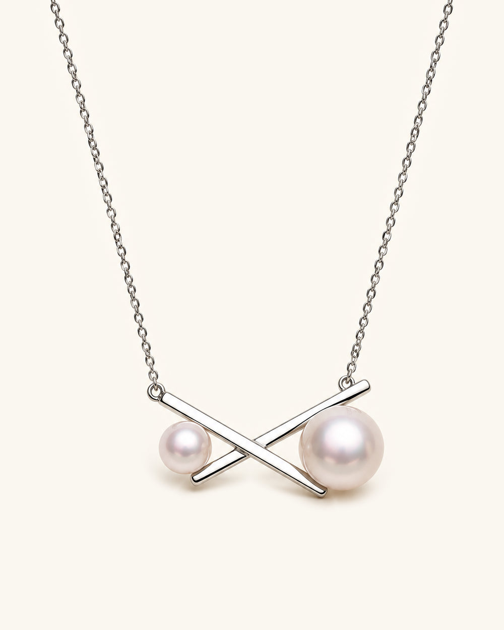 Crossed-Bar Edison Pearl Necklace