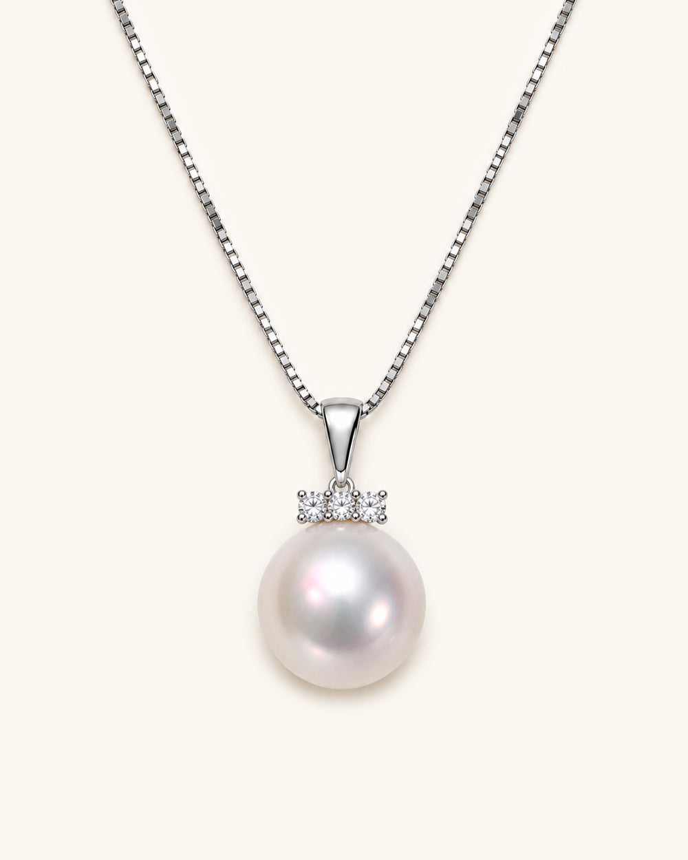 Edison Pearl Necklace with Three Zircon Stones