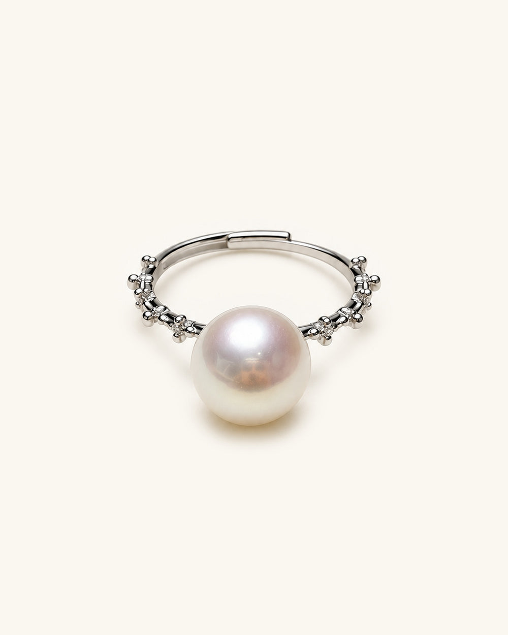Floral Edison Pearl Adjustable Ring