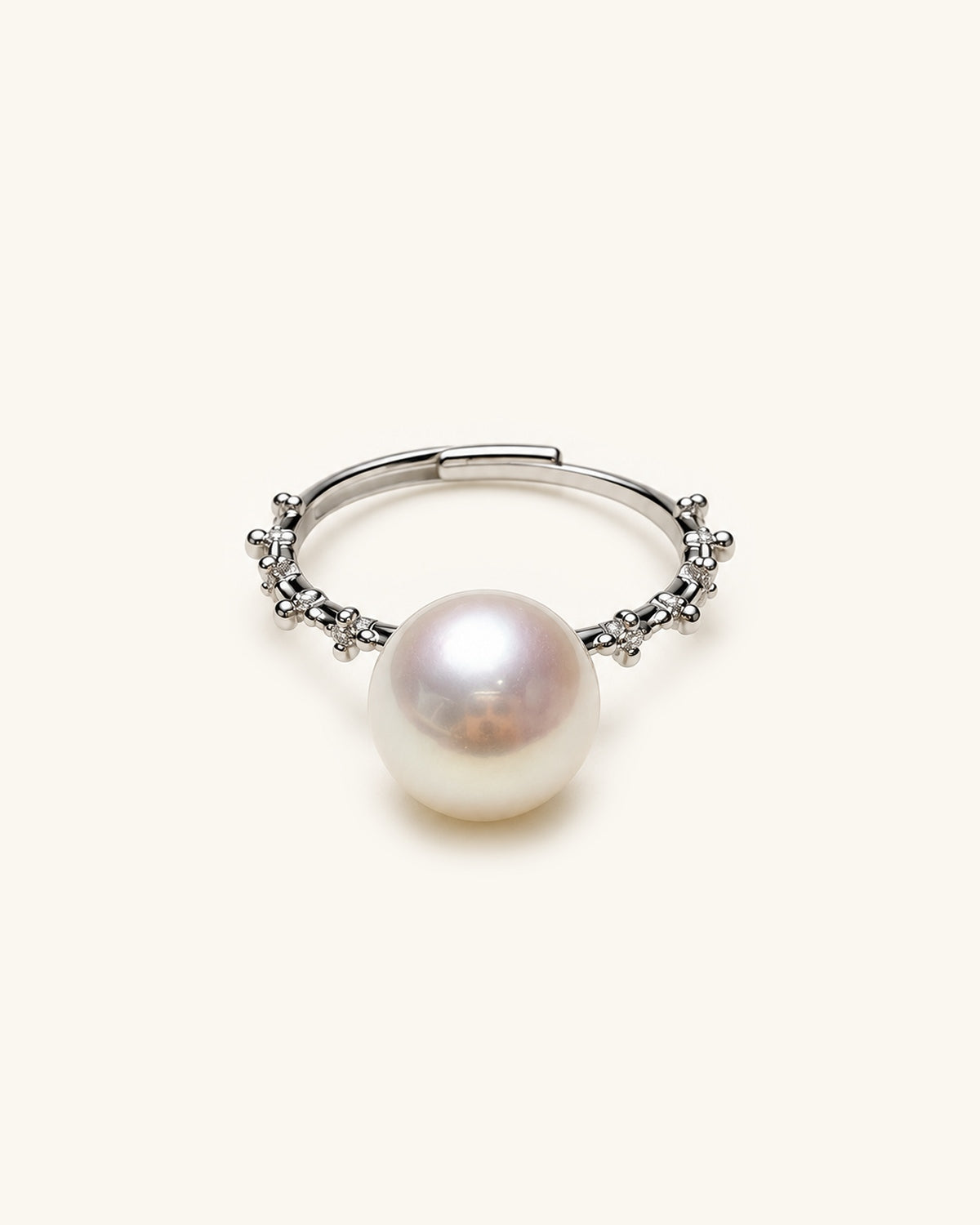 Floral Edison Pearl Adjustable Ring