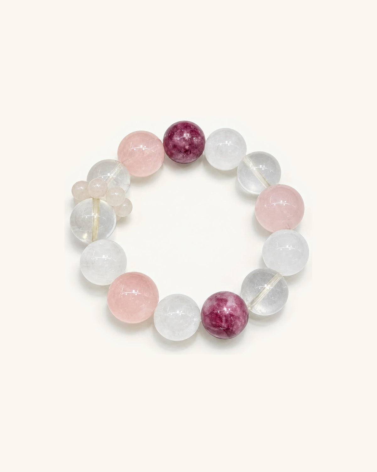 Petal Snow – Rose Quartz & Clear Quartz Bracelet