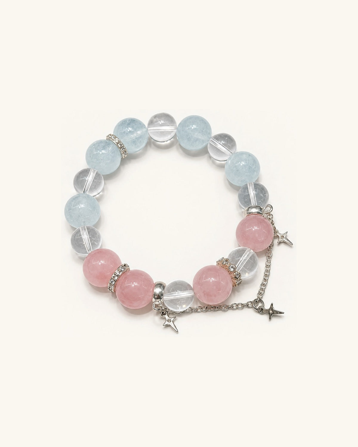 Pink Starlight – Aquamarine & Rose Quartz Bracelet