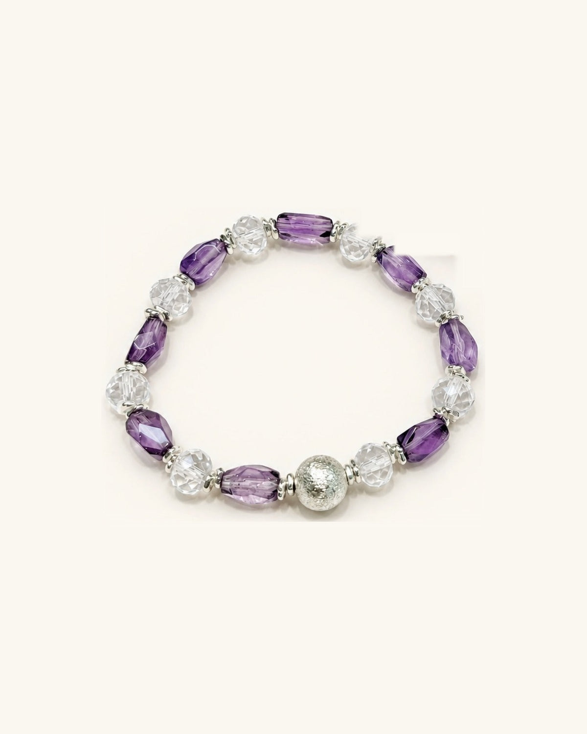 Violet Nugget – Amethyst & Clear Quartz Bracelet