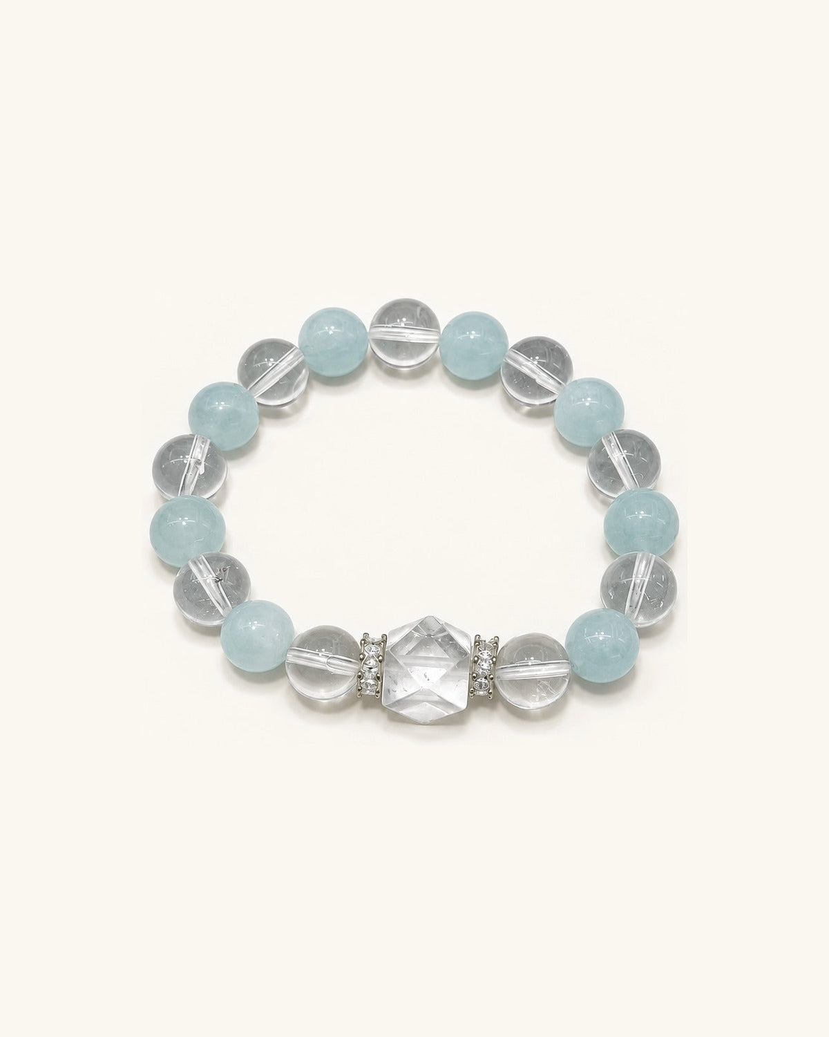 Aqua Calm – Aquamarine & Clear Quartz Bracelet