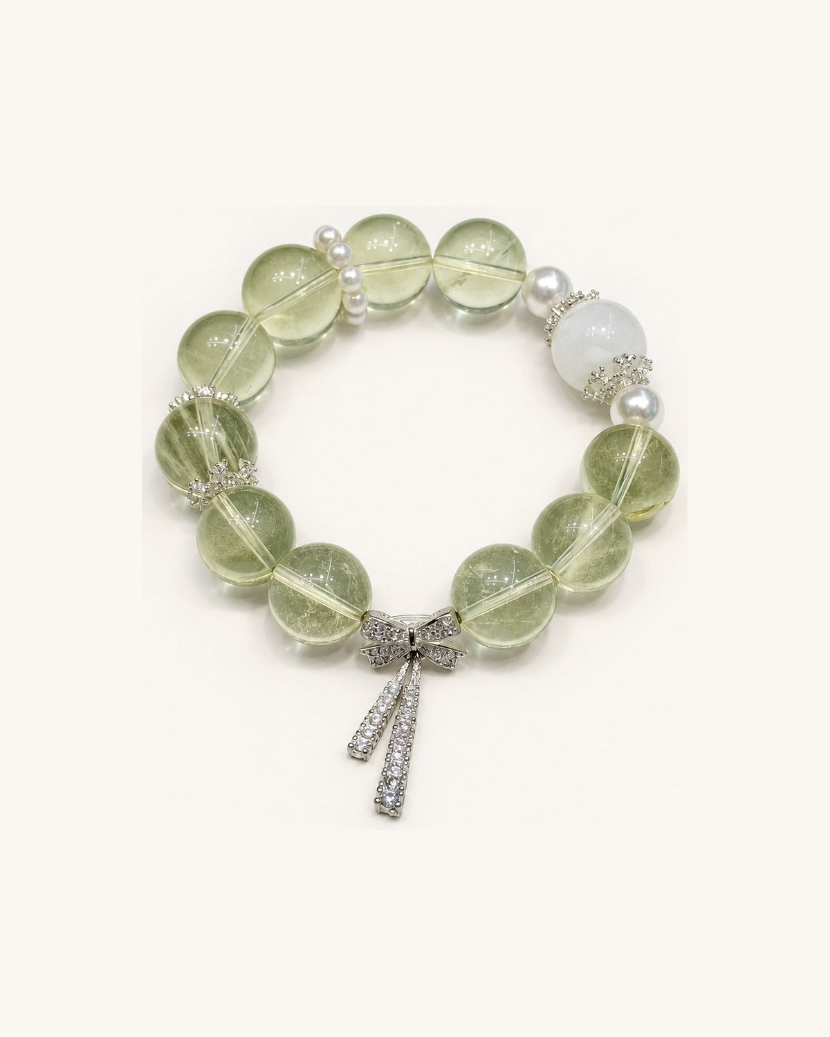 Lime Ribbon – Moonstone & Green Stone Bracelet